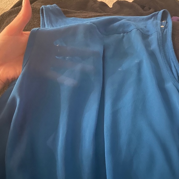 Blue express tank. Sheer back. Metal rhinestones. - Picture 3 of 5